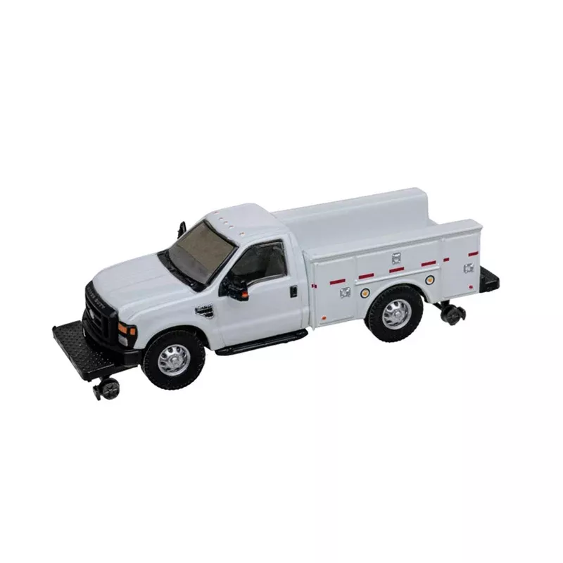 Atlas 30000163 FORD F-350 [HI-RAILER] WHITE UNLETTERED utility vehicle HO Scale NEW