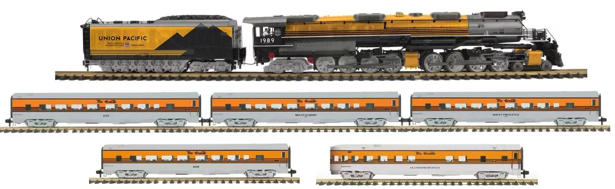 MTH 70-3053-1 Denver Rio Grande Big Boy, 70-65042 3 Car Streamlined Passenger Set, 70-67042 Streamlined Coach AND 70-68042 Streamlined Observation Car LIMITED PREORDER G Scale NEW