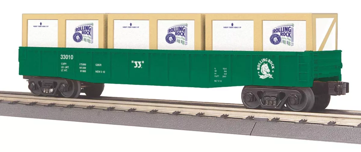 MTH Railking 30-72051 Rolling Rock Beer Latrobe PA Gondola Car w/Crates O SCALE Like New