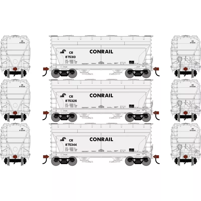 PREORDER Athearn HO ATH-3311 ACF 2970 Covered Hopper, CR #876313/876326/876344 (3)