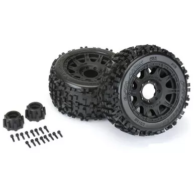 Pro-Line Badlands 3.8 Tires on Raid 8x32 17mm Removable Hex Wheels