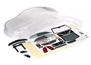 Traxxas Cadillac CTS-V Clear Body w/Mirrors, Spoiler, HW & Decals for 4-Tec 2.0