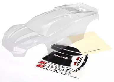 Traxxas E-Revo 2 Clear Body w/Window, Grill & Light Decal Sheet