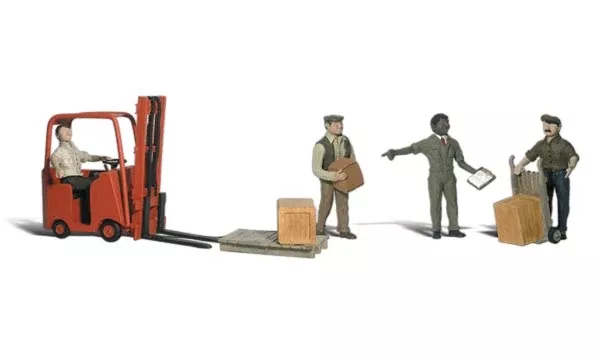 Woodland Scenics WDS A2744 WDS2744 Scenic Accents Workers and Forklift O Scale NEW